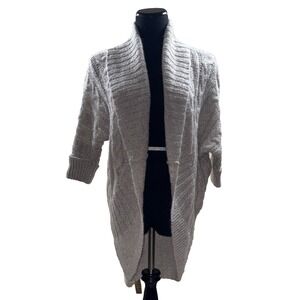 Express Gray Metallic Shawl Collar Cardigan Sweater Open Front Knit Size‎ S